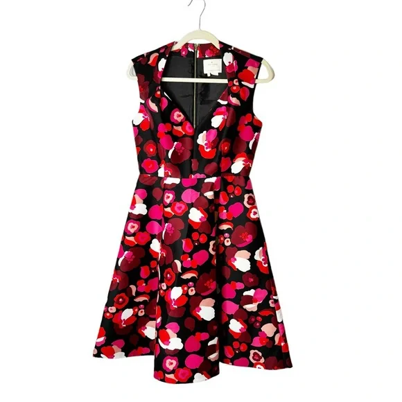 Kate Spade Falling Florals Fit and Flare Dress Size 4 - Picture 3 of 6